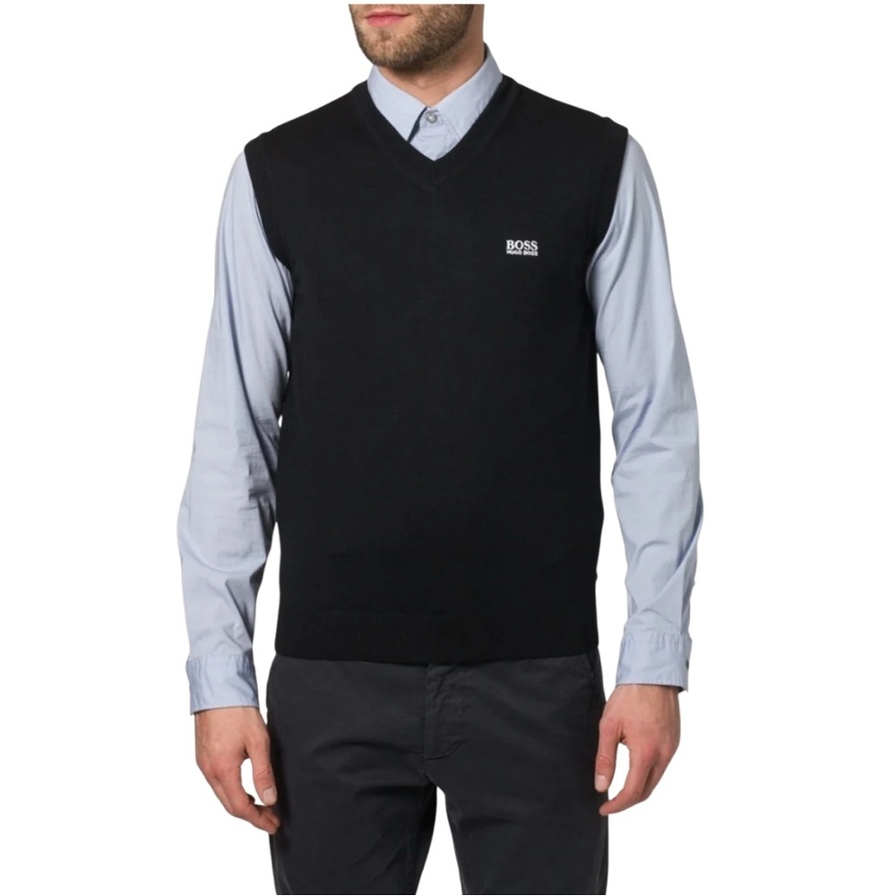 Hugo Boss Sweater Vedt Black Eool Academia V-Neck Sweater Vest
